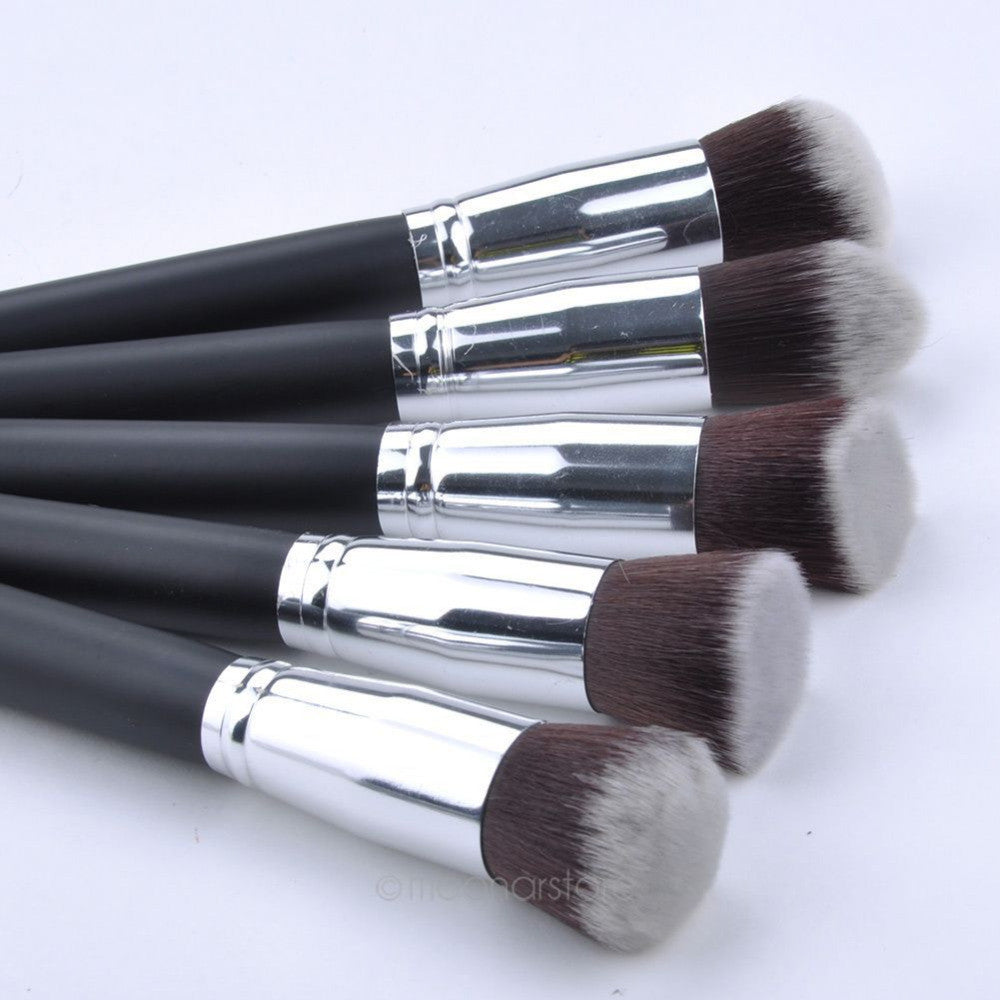 10pcs Silver Synthetic Kabuki Makeup Brush Set Cosmetics Foundation Blending Blush Makeup Tool