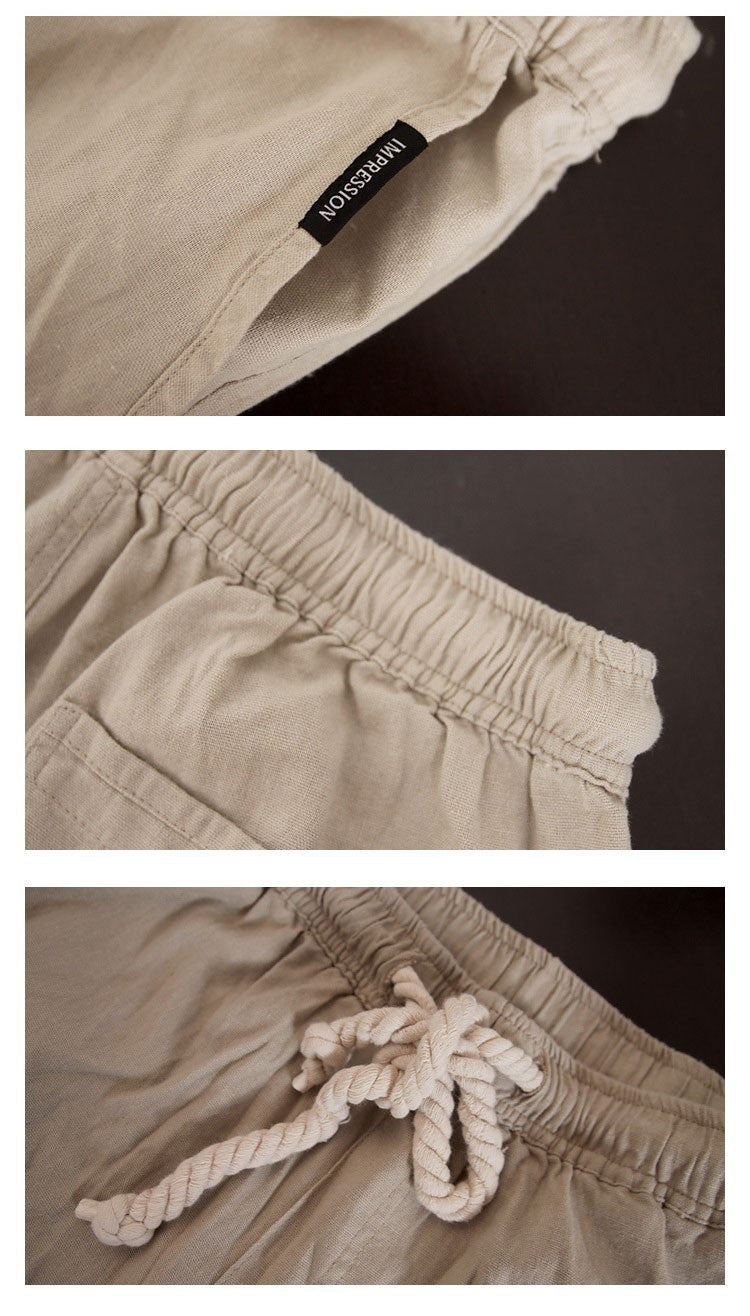 New Arrival Summer Linen Robe Super Ventilate Men Casual Wear Pants Comfort Big Size KZ0053