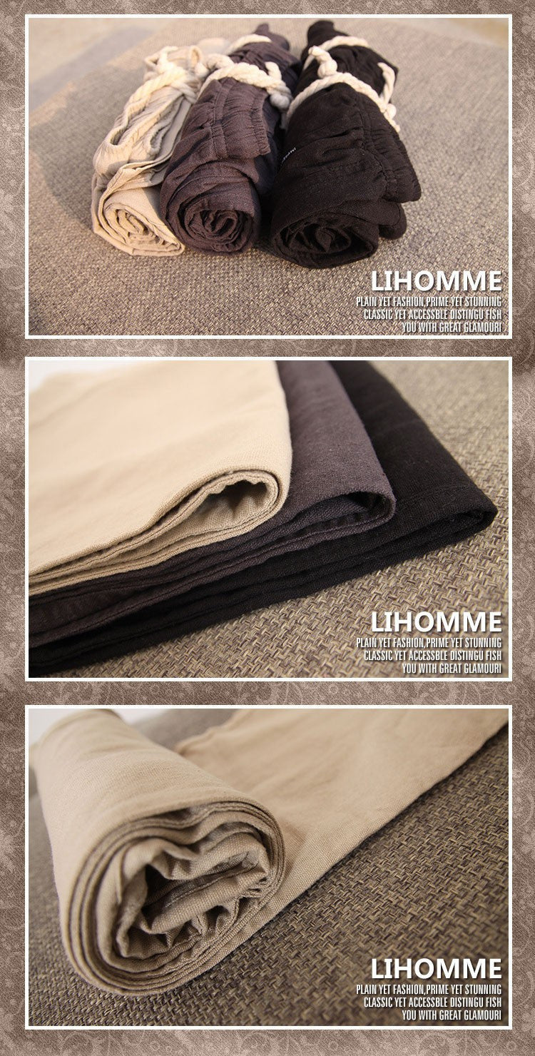 New Arrival Summer Linen Robe Super Ventilate Men Casual Wear Pants Comfort Big Size KZ0053