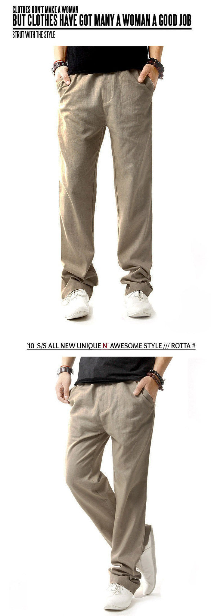 New Arrival Summer Linen Robe Super Ventilate Men Casual Wear Pants Comfort Big Size KZ0053