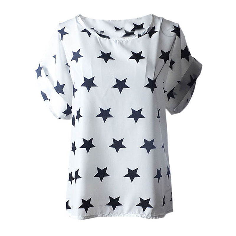 T Shirt Women 2016 Summer Bird Printed Women Tops Short Sleeve Female T-shirts Plus Size Tshirt Chiffon Tee Shirt Femme