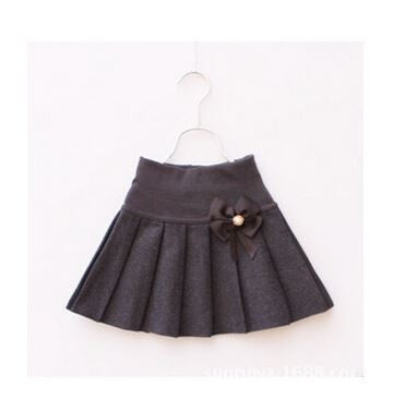 New Winter Children Skirts For Girls 2015 Bow Faldas Woolen Faldas High Waist Kids Baby Skirt Girl Pleated Saia Infantil 7Color