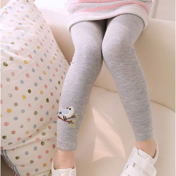 New Kid Toddlers Warm Leggings Baby Kid Girl Bird Pattern Stretchy Pants Trousers Hot