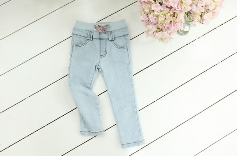 Children's jeans baby girls pants jeans child elastic waist 2-7Y Retail