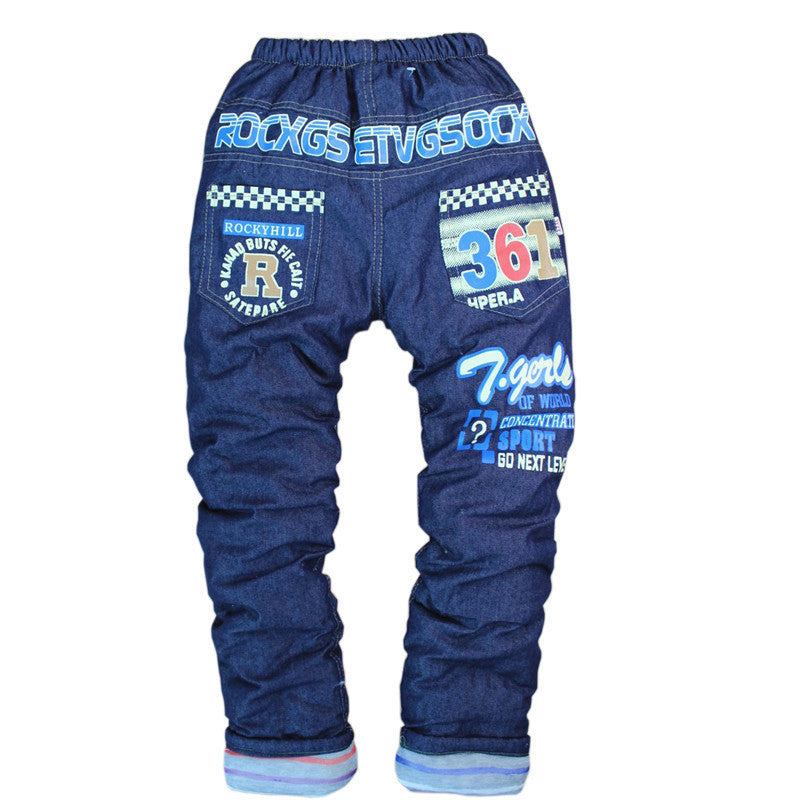 High quality baby clothing Outdoor activities thicken warm winter boys/girls Jeans pants kids trousers children pants 4-7 ages