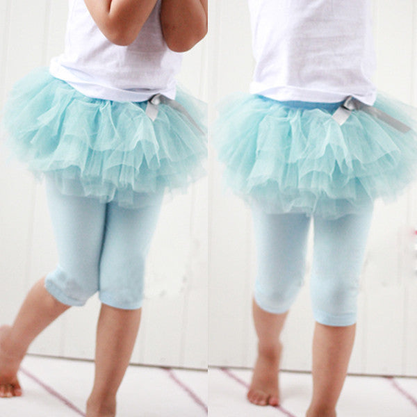 New 2016 Fashion Baby Girl Culottes Leggings Gauze Pants Party Skirts Bow Tutu Skirts