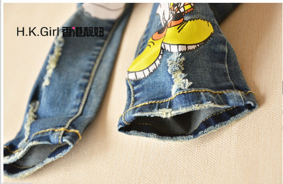 2-8Yrs Children Pants girls jeans Spring Baby Girl Cartoon Mouse Jeans Trousers Fashion Children Clothing Jeans Girls Kids Jeans