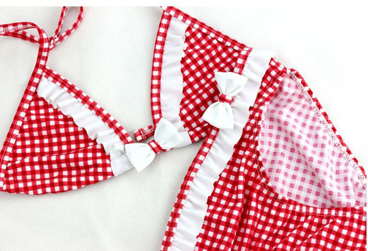 Cute Plaid Swimsuit 2016 New Summer Children Split Two-piece Swimsuit Girls Bikini Girls Beautiful Bikini Children's Swimwear