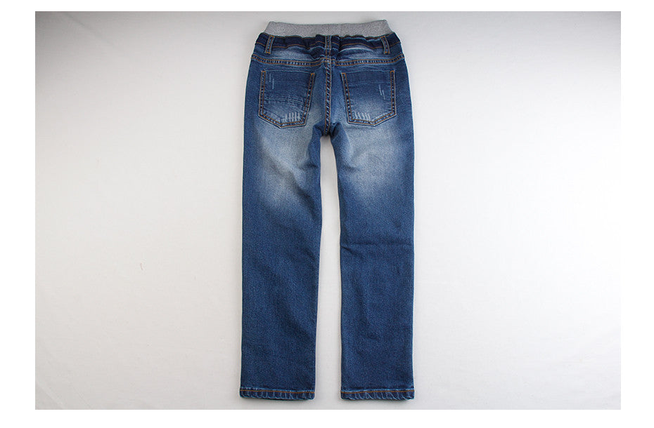 BYCR size 4-12 boys blue denim casual jeans strench pull on straight fit elastic waist pants for little big kids