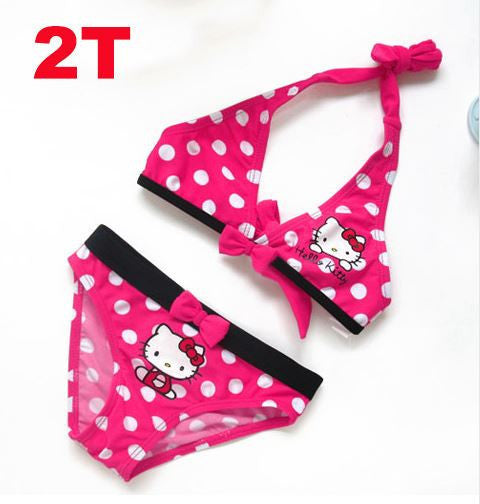2016 Summer Cartoon Baby Girls Swimwear Cute Hello Kitty Swimsuit Kids Bikini Child Swimsuit c10