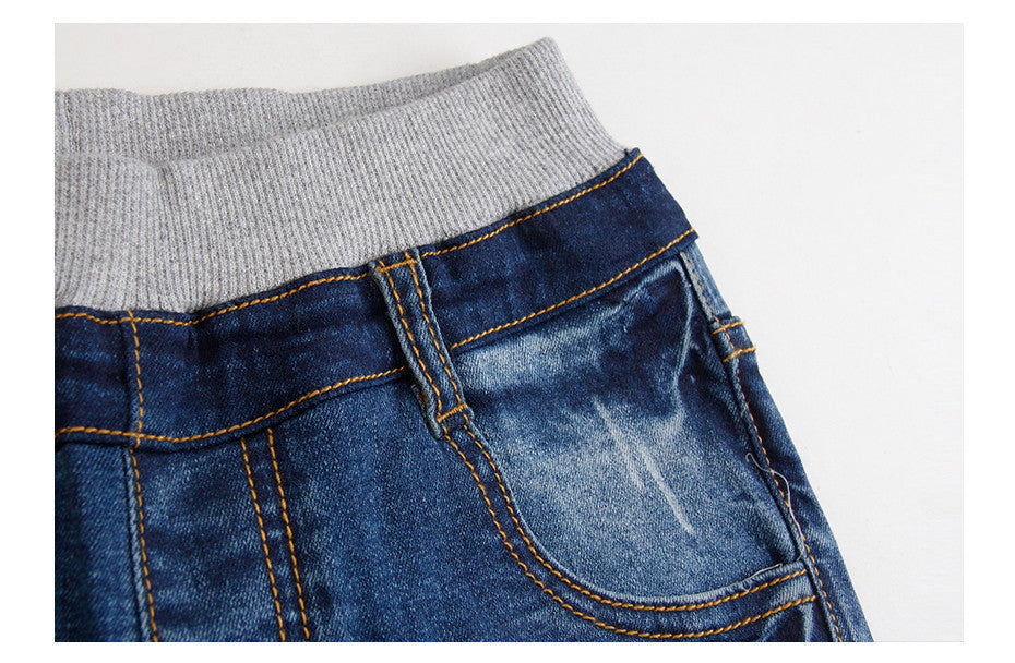 BYCR size 4-12 boys blue denim casual jeans strench pull on straight fit elastic waist pants for little big kids