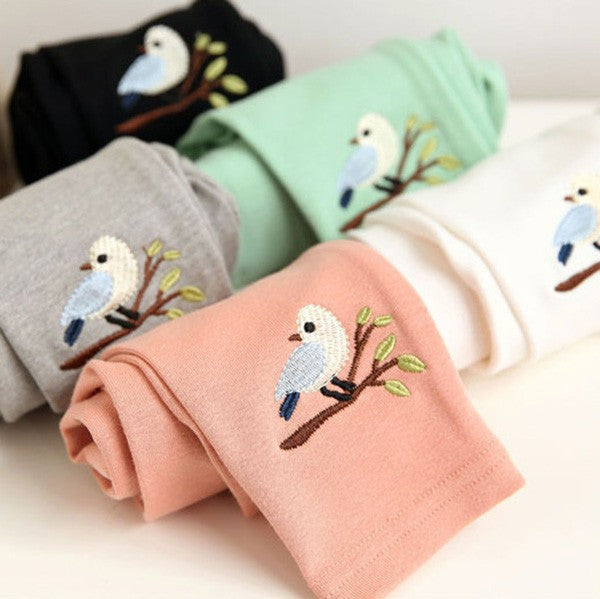New Kid Toddlers Warm Leggings Baby Kid Girl Bird Pattern Stretchy Pants Trousers Hot