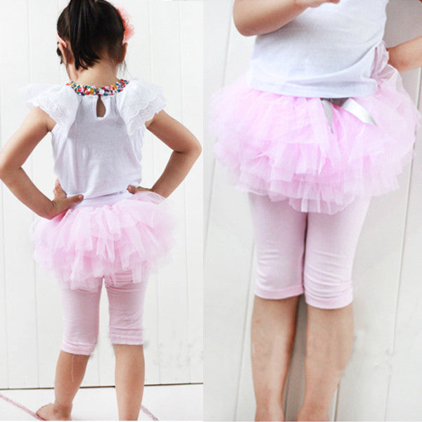 New 2016 Fashion Baby Girl Culottes Leggings Gauze Pants Party Skirts Bow Tutu Skirts