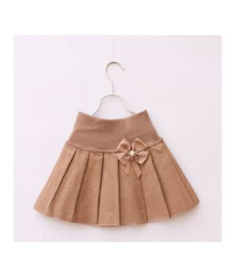 New Winter Children Skirts For Girls 2015 Bow Faldas Woolen Faldas High Waist Kids Baby Skirt Girl Pleated Saia Infantil 7Color