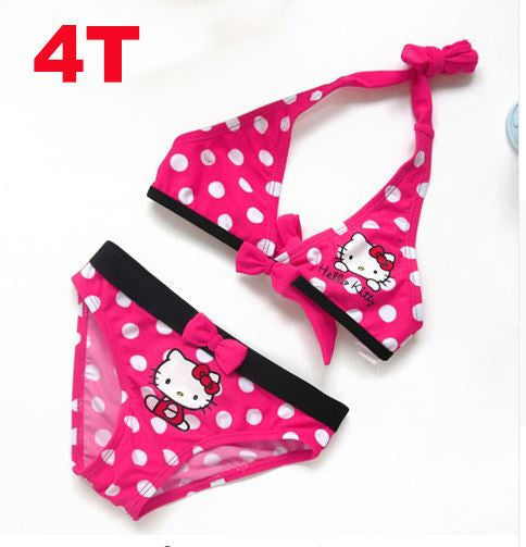 2016 Summer Cartoon Baby Girls Swimwear Cute Hello Kitty Swimsuit Kids Bikini Child Swimsuit c10