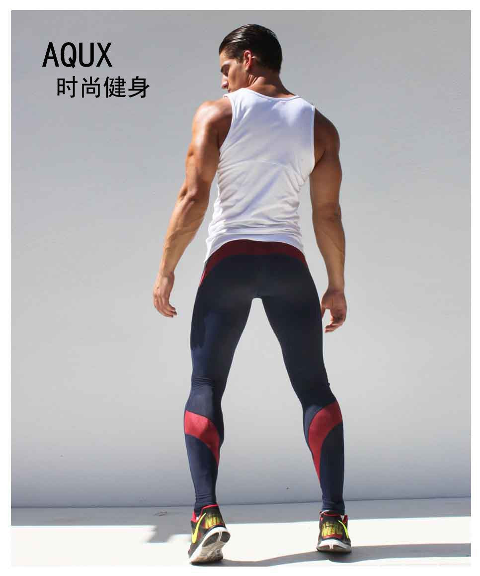 Men's Sport Sexy Tight Pants Gym Ankle Length Pants Male Athletic Trousers Casual Sweatpants Skinny Stretch Active Pant AQ1