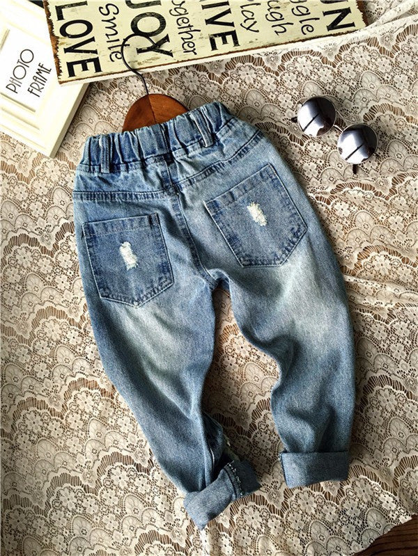 Baby Children Pants Tide Children Broken Hole Jeans Brand Boys Girls Jeans Pants 2-7Yrs High Quality