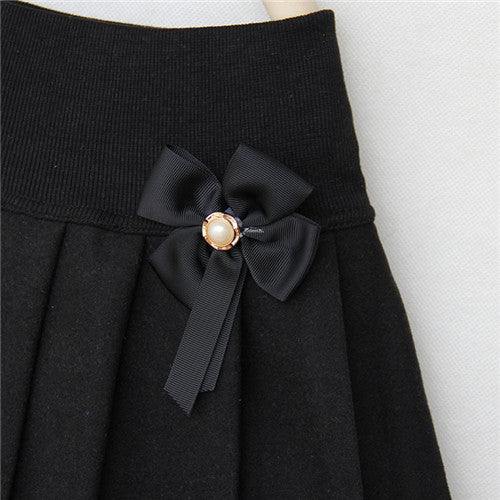 New Winter Children Skirts For Girls 2015 Bow Faldas Woolen Faldas High Waist Kids Baby Skirt Girl Pleated Saia Infantil 7Color
