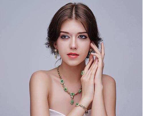 apphire Beads Collares Jewelry Sets For Women Fine Accessories Wedding Bridal Pendant Statement CZ Diamond Necklace Earrings