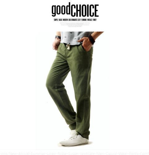 New Arrival Summer Linen Robe Super Ventilate Men Casual Wear Pants Comfort Big Size KZ0053