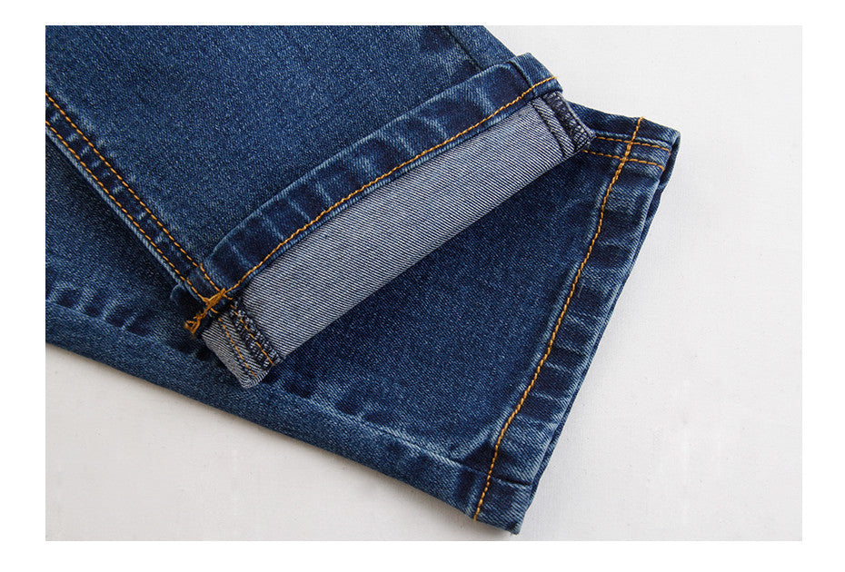 BYCR size 4-12 boys blue denim casual jeans strench pull on straight fit elastic waist pants for little big kids