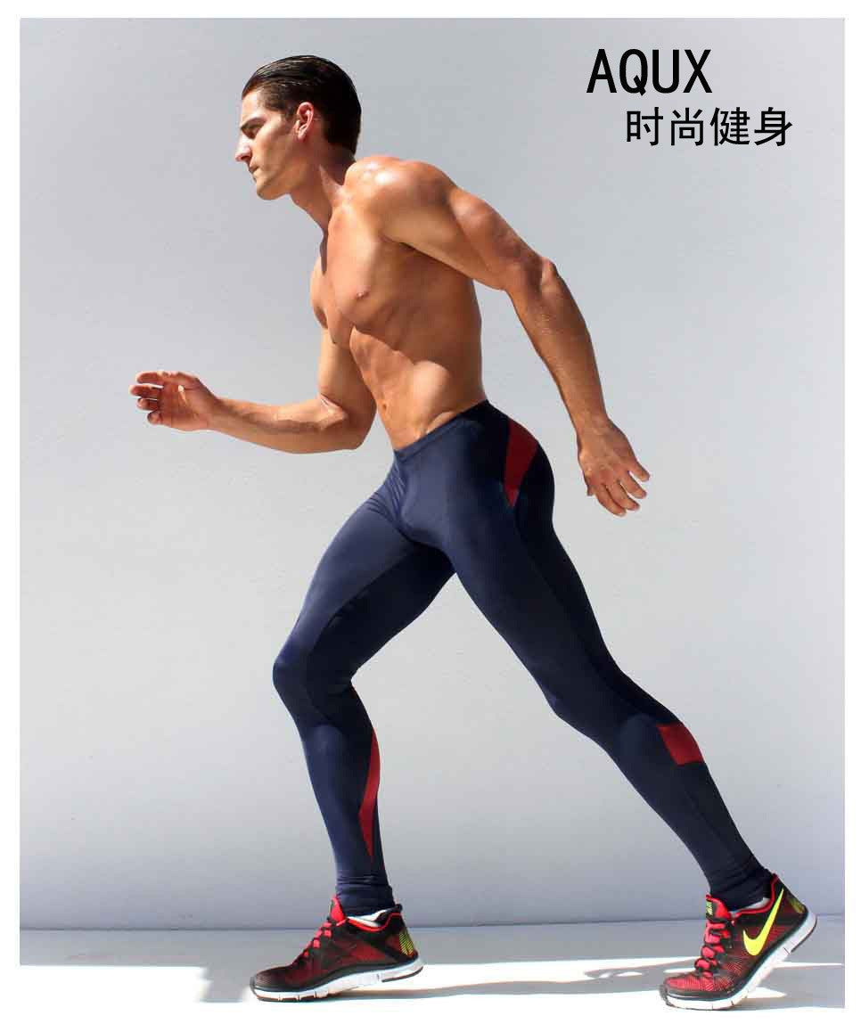 Men's Sport Sexy Tight Pants Gym Ankle Length Pants Male Athletic Trousers Casual Sweatpants Skinny Stretch Active Pant AQ1