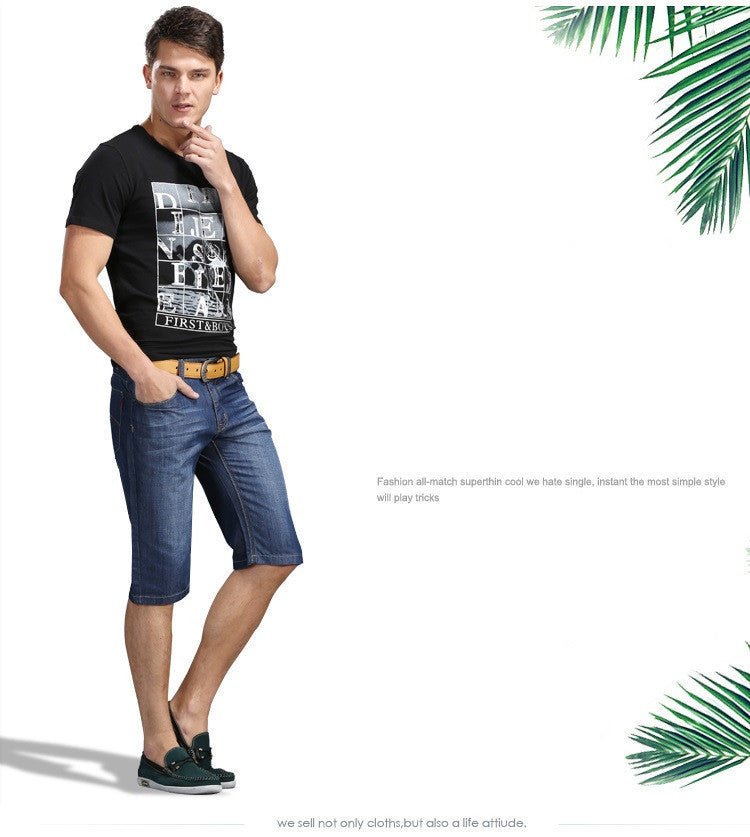 2016 summer thin denim trousers male straight denim shorts jean men plus size short jeans knee-length pants brand casual jeans