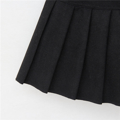 New Winter Children Skirts For Girls 2015 Bow Faldas Woolen Faldas High Waist Kids Baby Skirt Girl Pleated Saia Infantil 7Color
