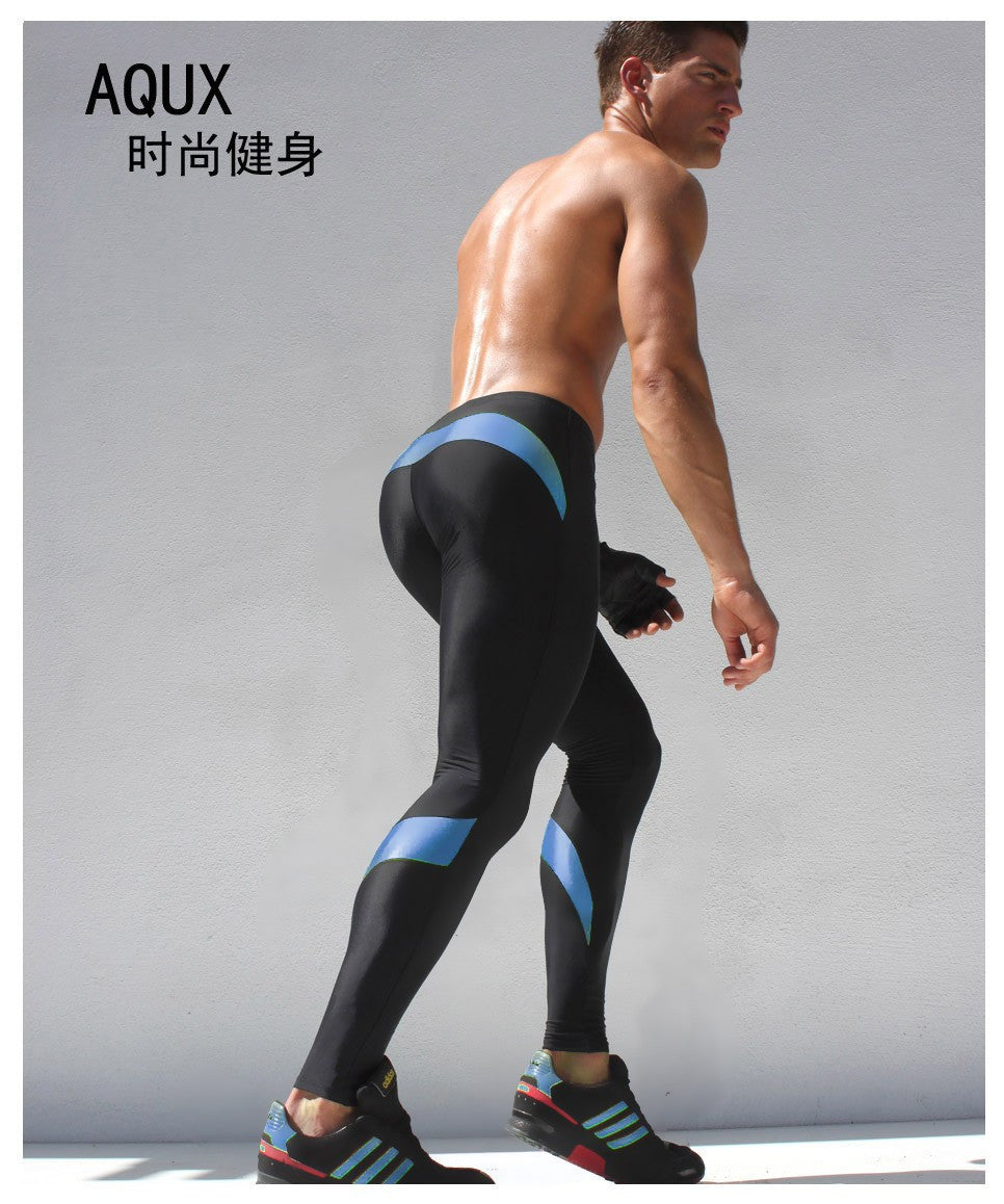 Men's Sport Sexy Tight Pants Gym Ankle Length Pants Male Athletic Trousers Casual Sweatpants Skinny Stretch Active Pant AQ1