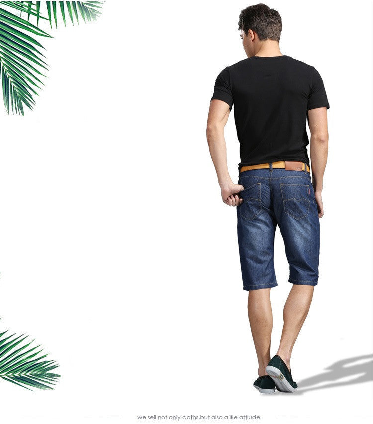 2016 summer thin denim trousers male straight denim shorts jean men plus size short jeans knee-length pants brand casual jeans