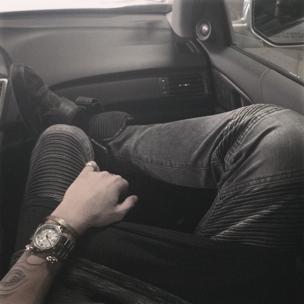 Mens Skinny jeans men 2016 Runway Distressed slim elastic jeans denim Biker jeans hiphop pants Washed black jeans for men blue