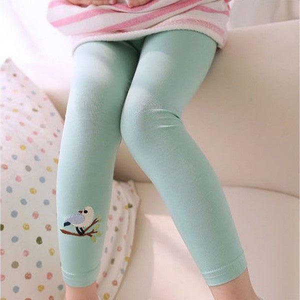 New Kid Toddlers Warm Leggings Baby Kid Girl Bird Pattern Stretchy Pants Trousers Hot