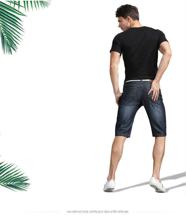 2016 summer thin denim trousers male straight denim shorts jean men plus size short jeans knee-length pants brand casual jeans