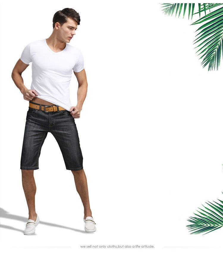 2016 summer thin denim trousers male straight denim shorts jean men plus size short jeans knee-length pants brand casual jeans
