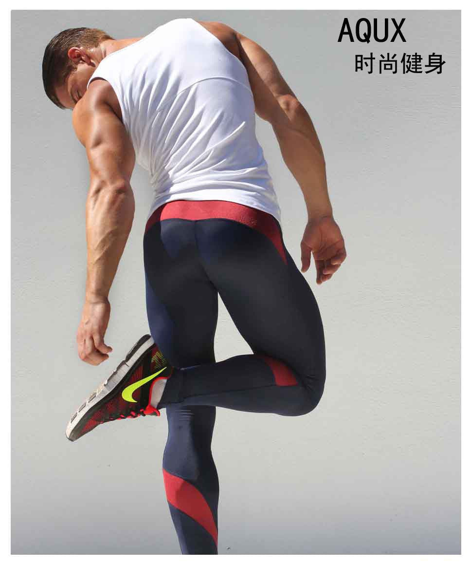 Men's Sport Sexy Tight Pants Gym Ankle Length Pants Male Athletic Trousers Casual Sweatpants Skinny Stretch Active Pant AQ1