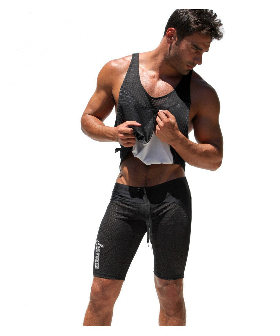 AQUX Athletic Men's Sport Tight Shorts Casual Leisure Summer Fitted Gym Men Workout Skinny Running Yoga Fight Short for man AQ11