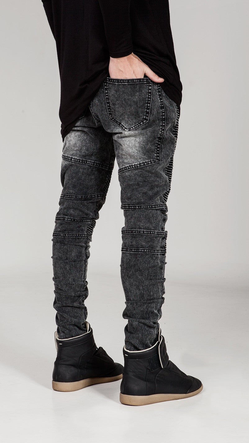 Mens Skinny jeans men 2016 Runway Distressed slim elastic jeans denim Biker jeans hiphop pants Washed black jeans for men blue