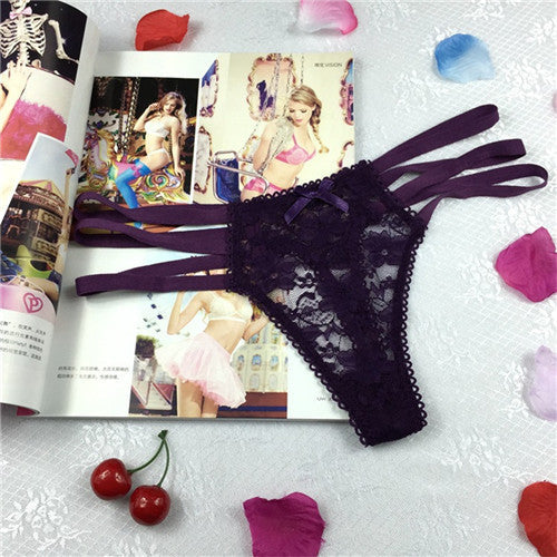 Hollow Out Thongs Lace Panties Sexy Intimates Strappy Tanga Undie Underwear Lingerie S / M / L
