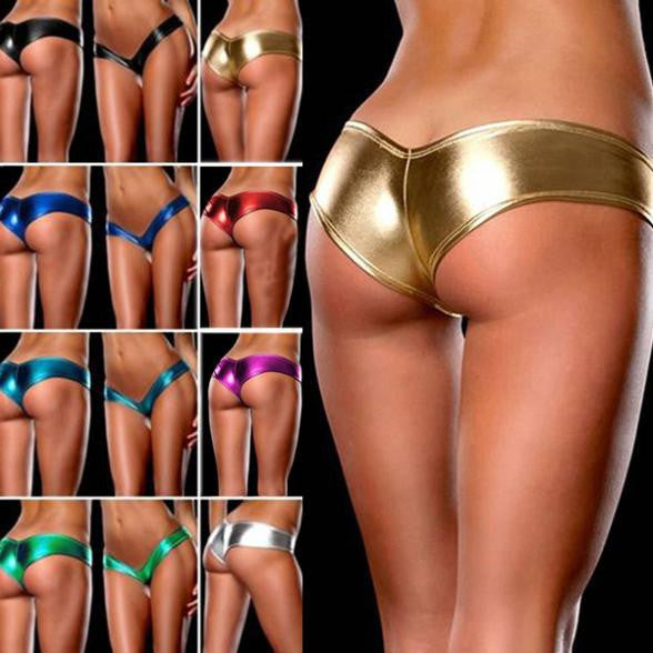 Hot Selling Glamour Womens Sexy Briefs Metallic Color Lingerie G-String Thong Underwear Panties Intimates