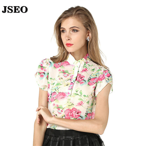 Camisas Feminina Blouse 2016 Korean Women's Shirt  Women Printed Collar Short-Sleeve Shoulder Camiseta Feminina Chiffon Blouses