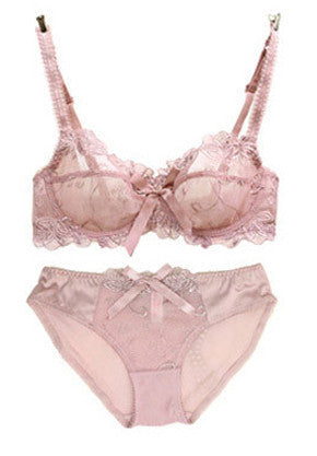 DeRuiLaDy Lingerie Women Bra Set Sexy Junior Tops Transparent Bra Underwear Set VS Pink Sexy Bra&Panty Sets Plus Size A/B/C/D