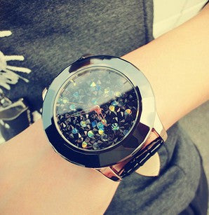 New Arrival Women Rhinestone Watches Austrian Crystal Ceramic Leather Band