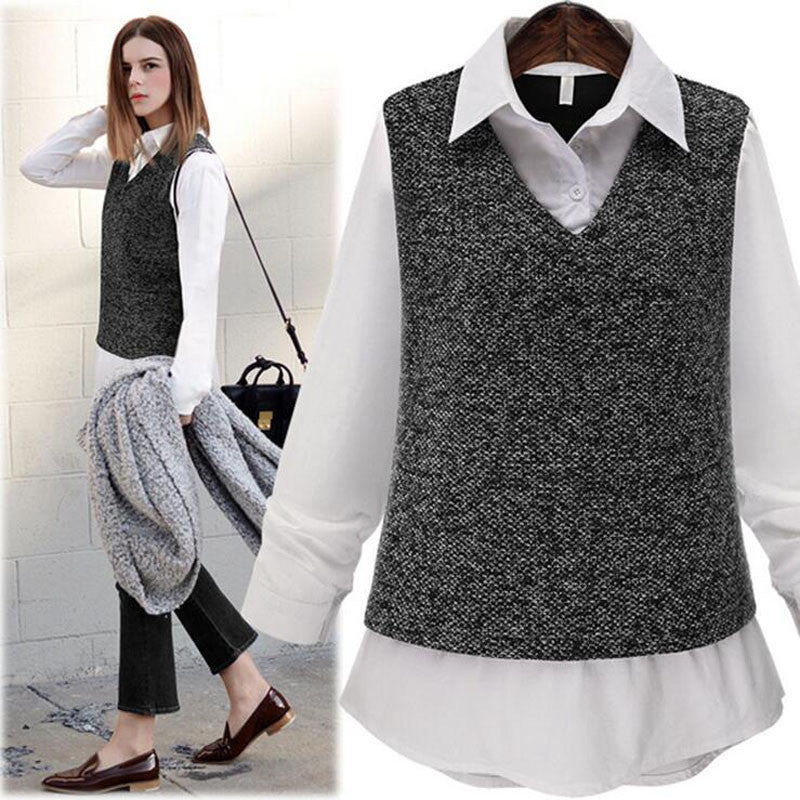 Blusas Large Size Women Blouses Lapel Long-Sleeved Patchwork Fashion Casual Tops 2016 New Spring Women shirts