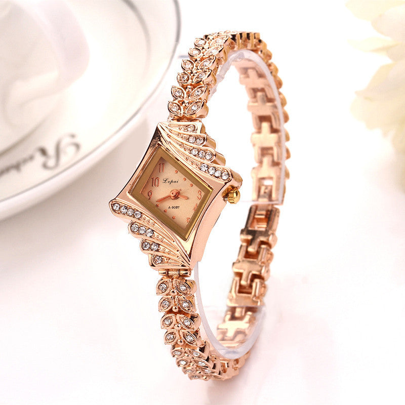 Women Watches Rhombus Crystal Bracelet Gemstone Wristwatch