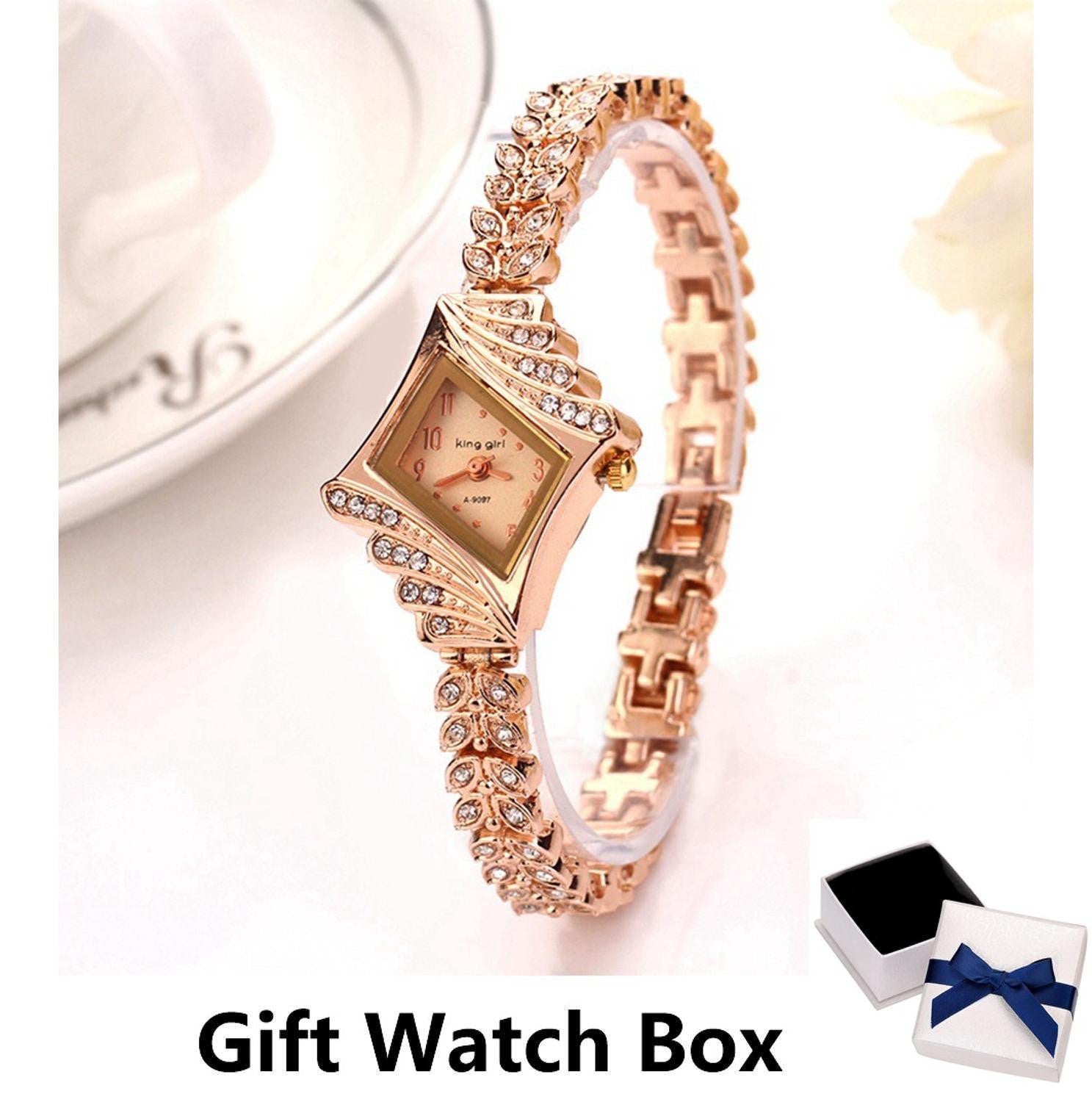 Women Watches Rhombus Crystal Bracelet Gemstone Wristwatch