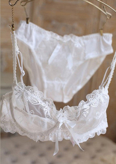 DeRuiLaDy Lingerie Women Bra Set Sexy Junior Tops Transparent Bra Underwear Set VS Pink Sexy Bra&Panty Sets Plus Size A/B/C/D