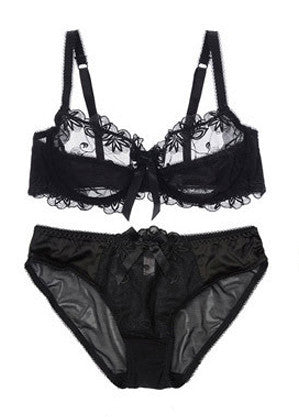 DeRuiLaDy Lingerie Women Bra Set Sexy Junior Tops Transparent Bra Underwear Set VS Pink Sexy Bra&Panty Sets Plus Size A/B/C/D