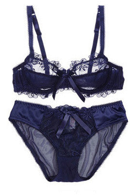 DeRuiLaDy Lingerie Women Bra Set Sexy Junior Tops Transparent Bra Underwear Set VS Pink Sexy Bra&Panty Sets Plus Size A/B/C/D