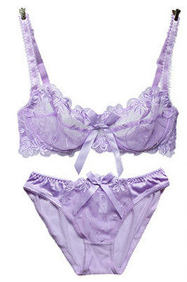 DeRuiLaDy Lingerie Women Bra Set Sexy Junior Tops Transparent Bra Underwear Set VS Pink Sexy Bra&Panty Sets Plus Size A/B/C/D