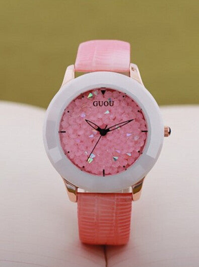 New Arrival Women Rhinestone Watches Austrian Crystal Ceramic Leather Band